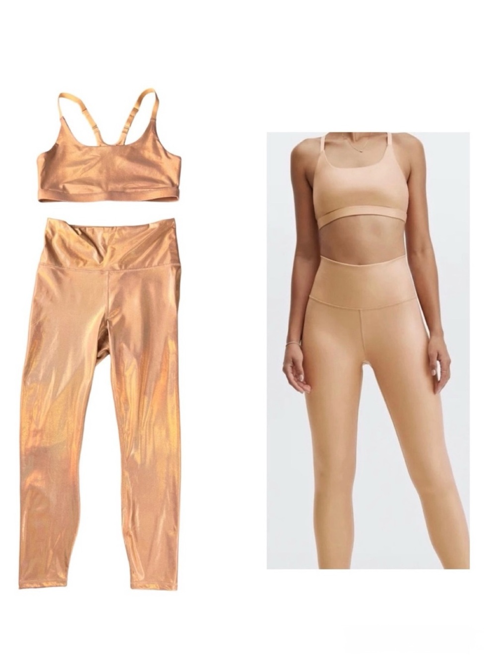 Fabletics Gia Iridescent Pure Luxe High Waisted Leggings & Low Impact Bra Size 4